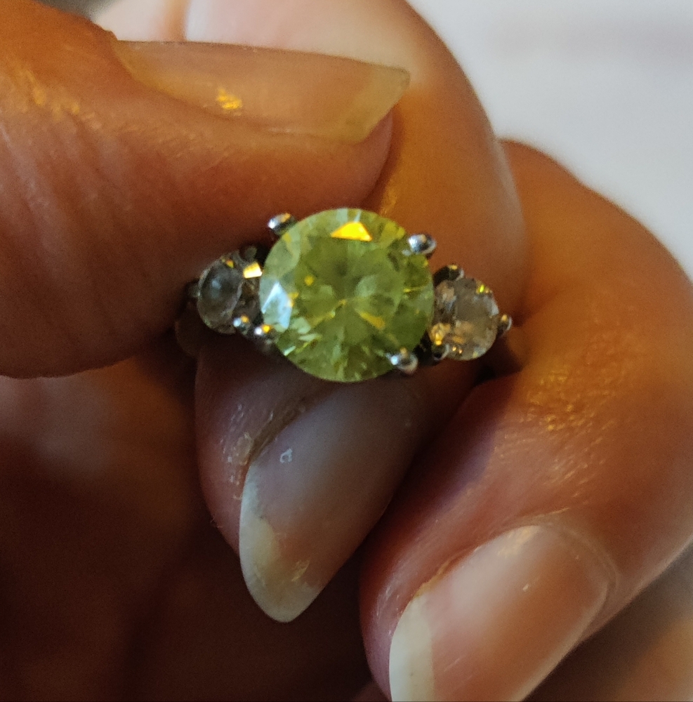 ⭐3 For $21⭐Elegant Silver and Green Gemstone Ring - Picture 4 of 5